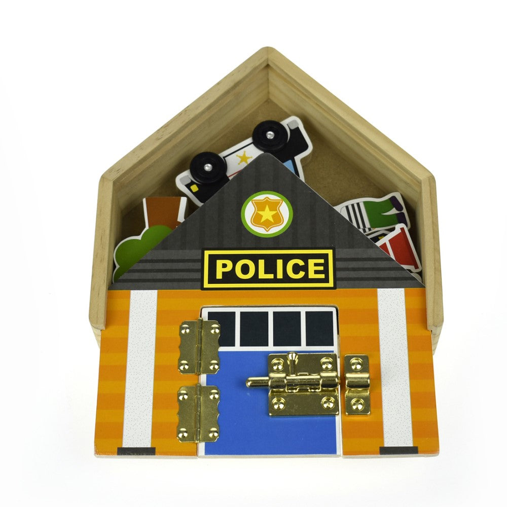 Kids Police Station Playset With Metal Latch