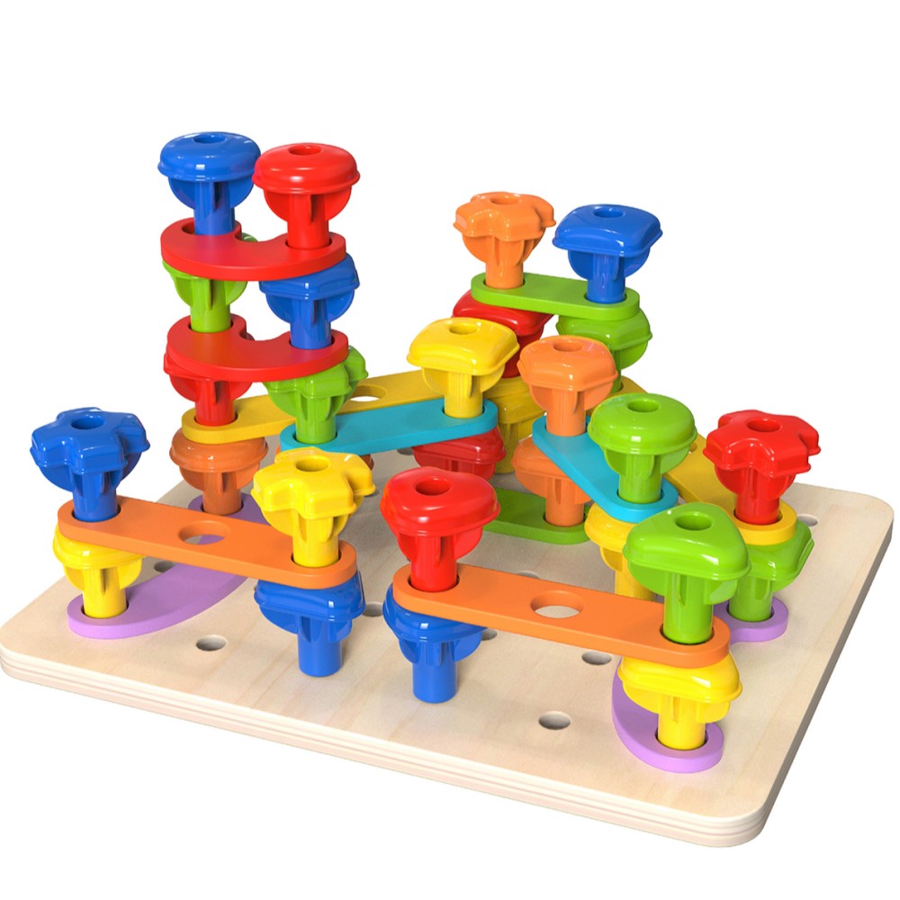 Kids Rainbow Wheels Stacking Peg Game