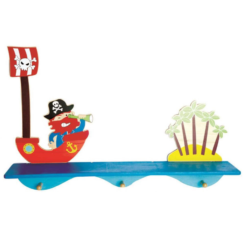 Kids Room Book Shelf With Hooks - Pirates