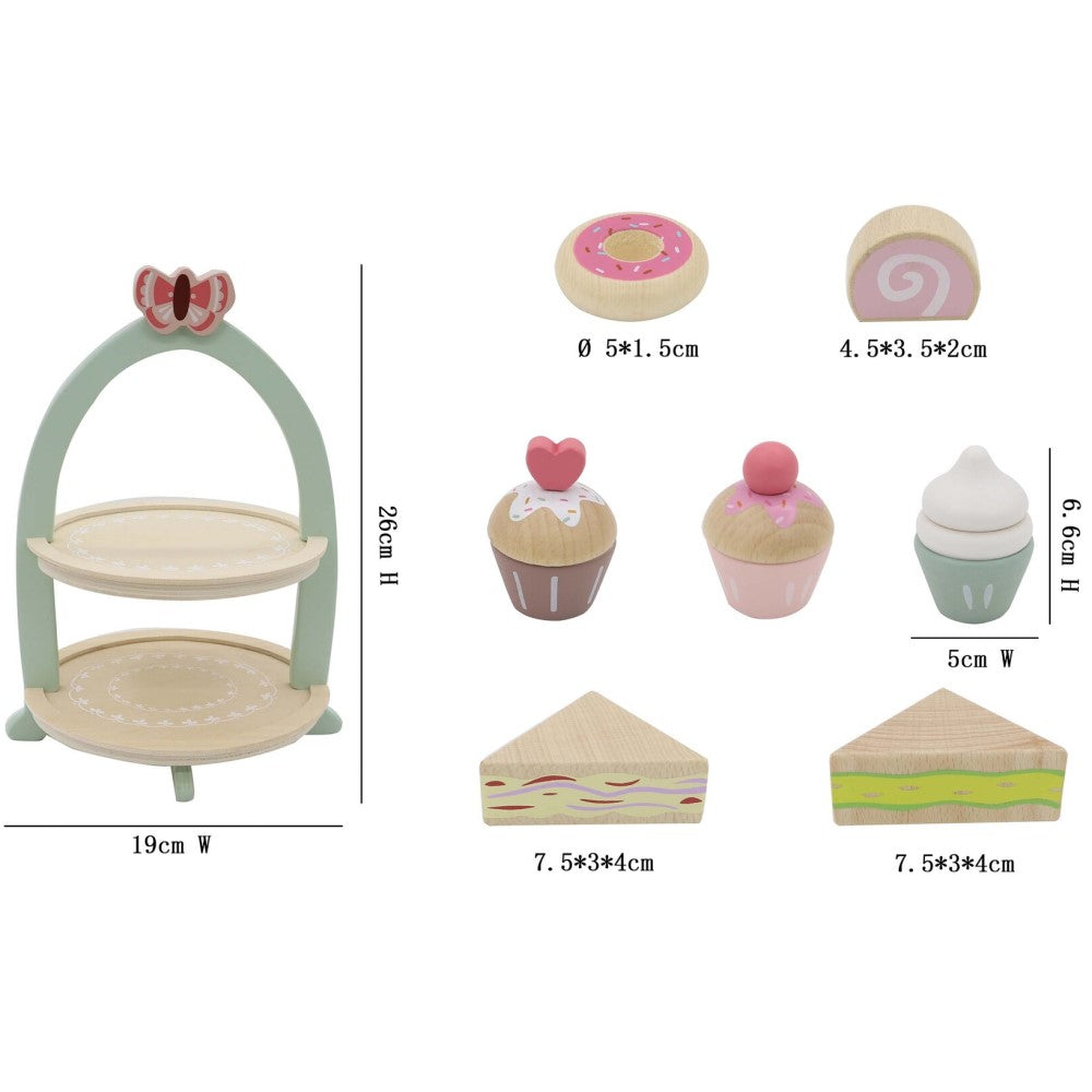 Kids Wooden High Tea Playset With Cakes Sweets