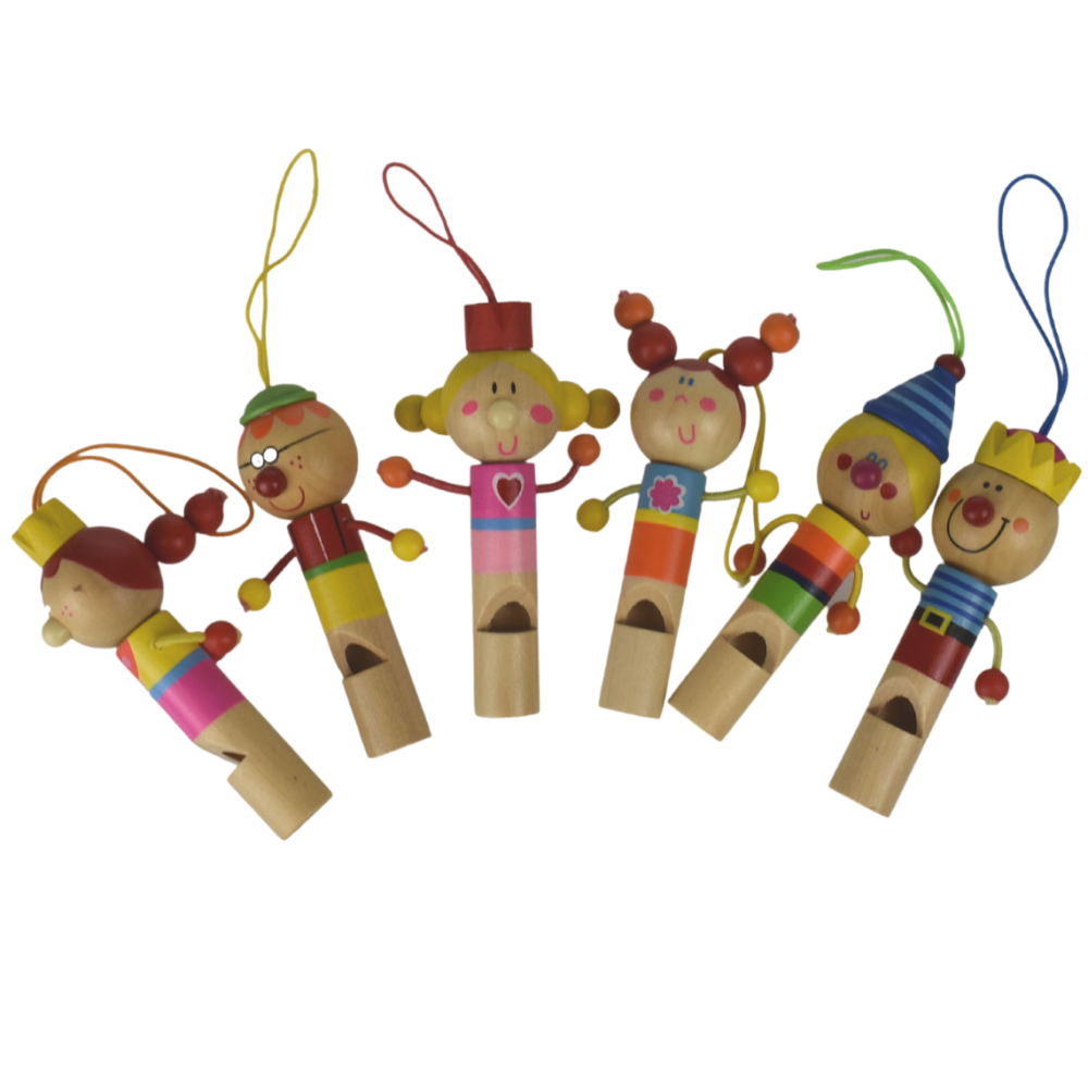 Kids Wooden Kingdom Characters Whistles Pack of 6