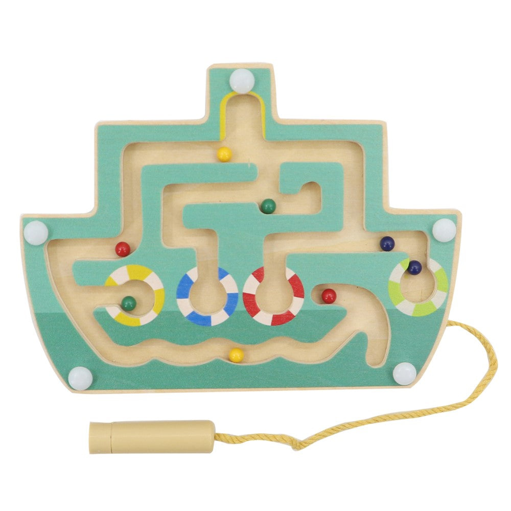 Kids Wooden Magnetic Maze Game - Boat