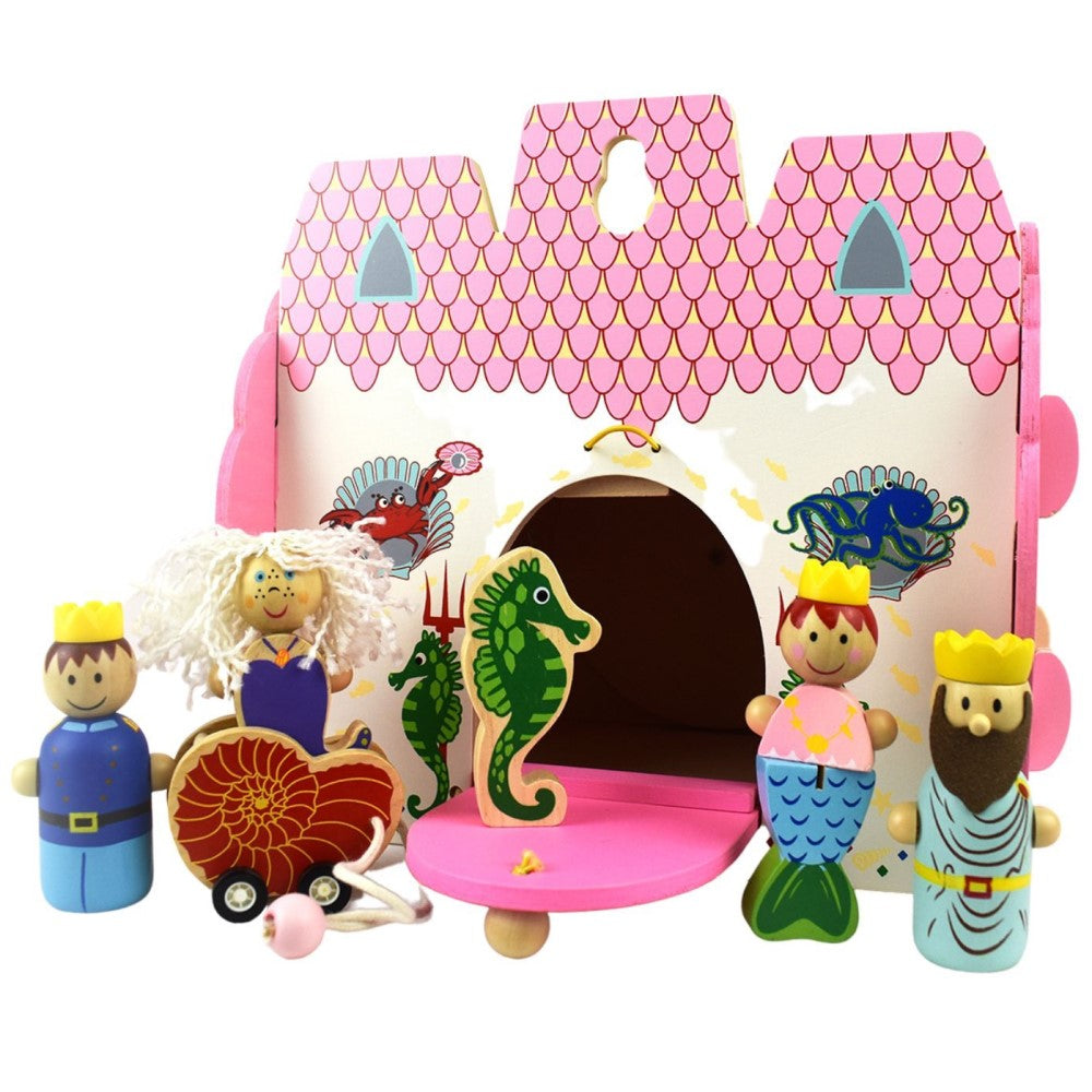 Kids Wooden Sea Castle Mermaid Playset