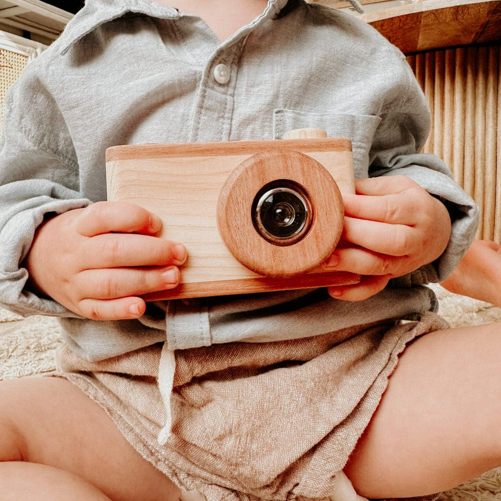 Kids Wooden Miniature Camera