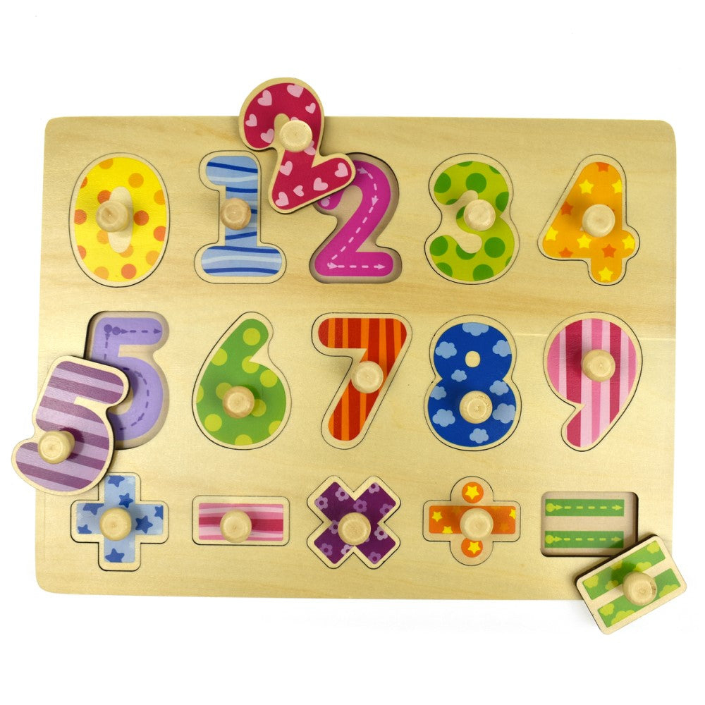 Kids Wooden Numbers Peg Puzzle Shape Sorter