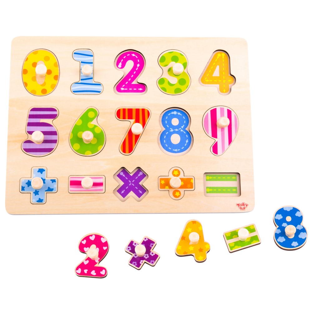 Kids Wooden Numbers Peg Puzzle Shape Sorter