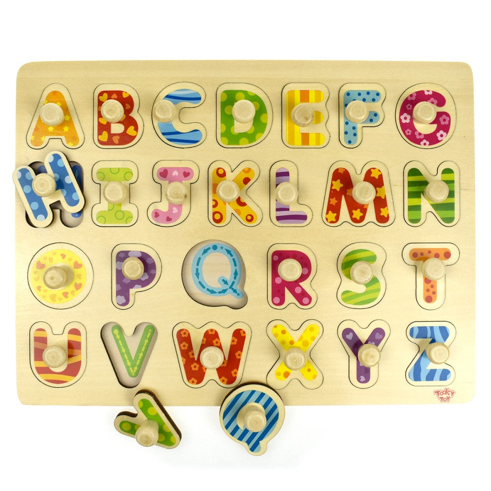 Kids Wooden Alphabets Peg Puzzle Shape Sorter