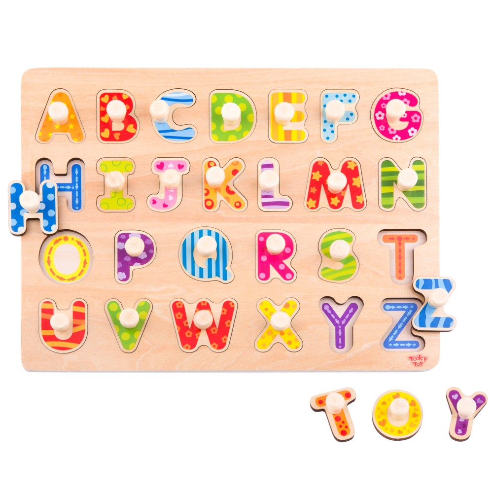 Kids Wooden Alphabets Peg Puzzle Shape Sorter