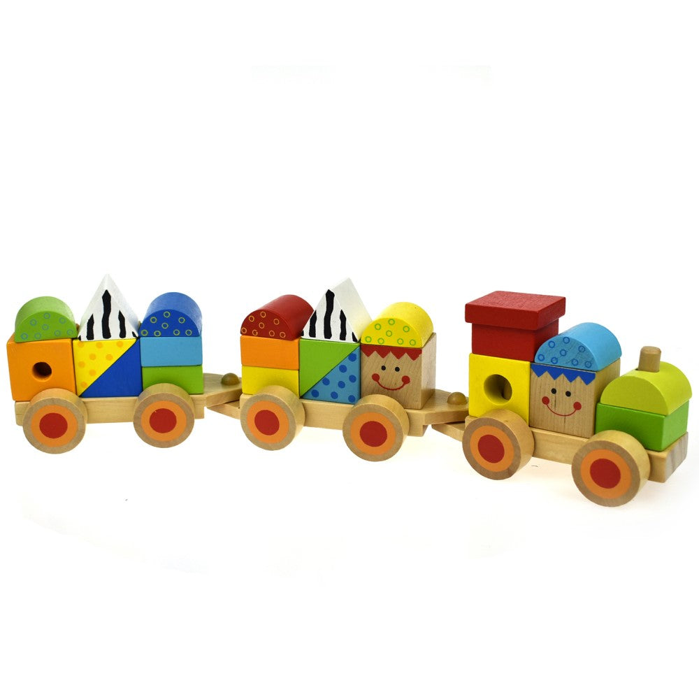 Toddlers Wooden Stacking Pull Toy Train