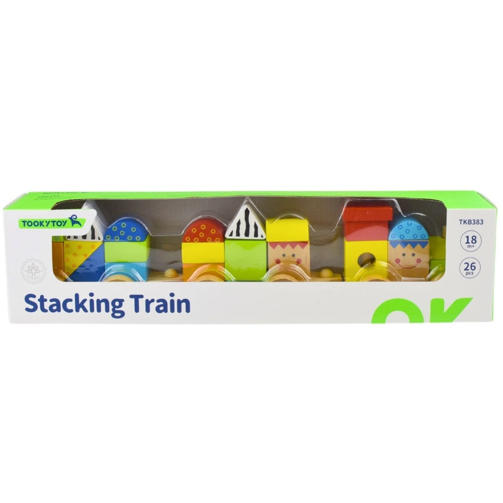 Toddlers Wooden Stacking Pull Toy Train