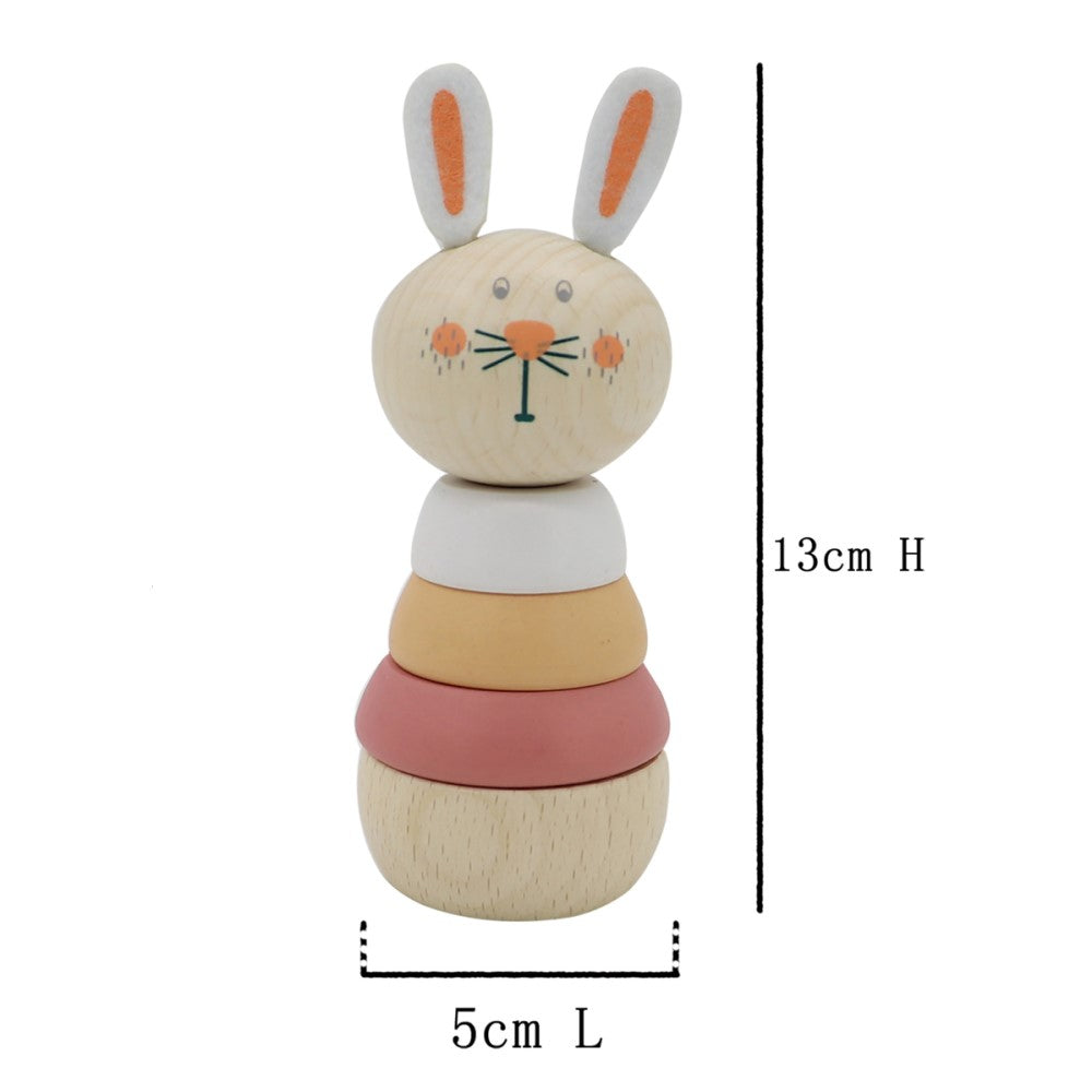 Toddlers Wooden Animal Stacking Tower - Rabbit