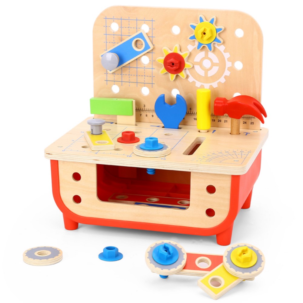 Kids Wooden Tools Workbench Playset