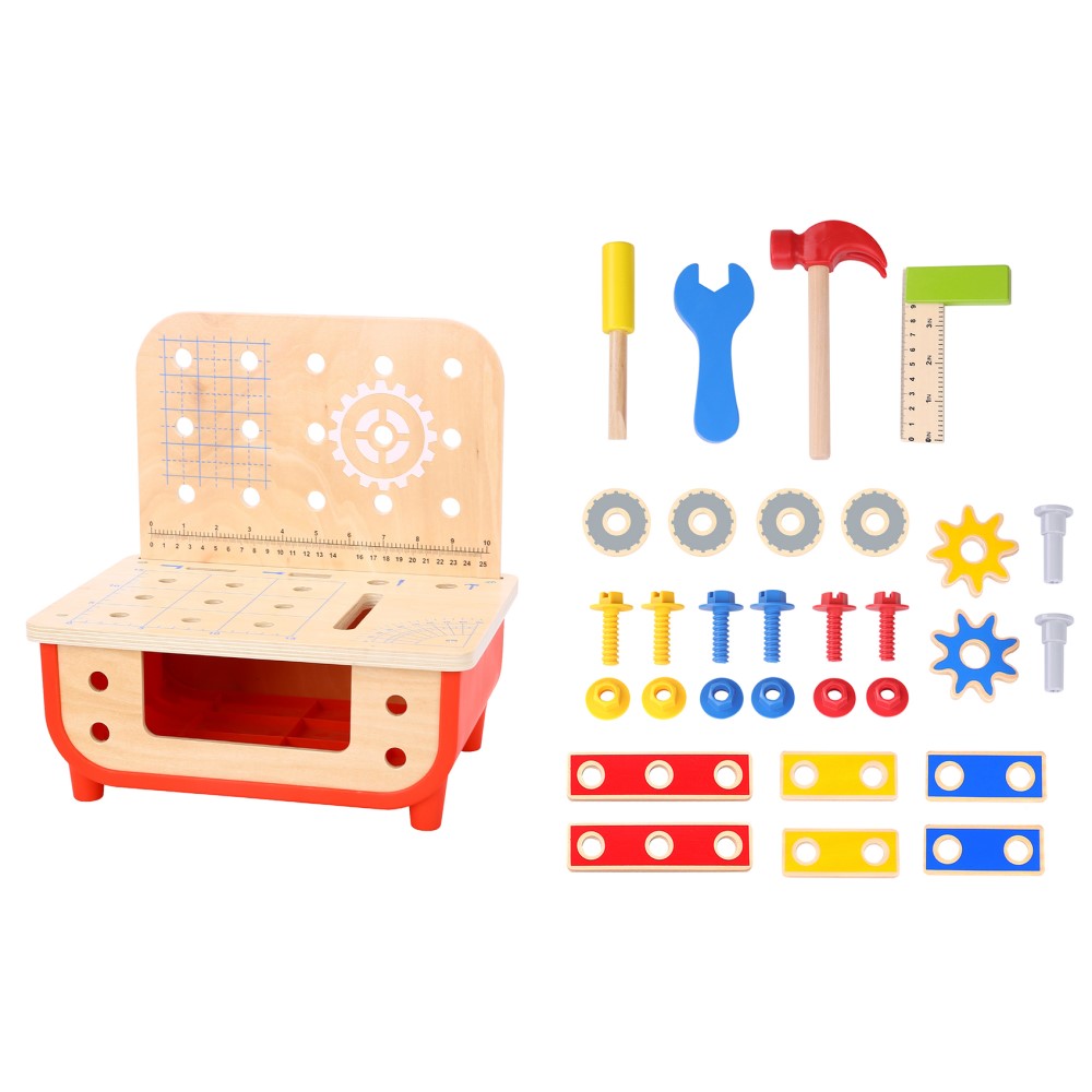 Kids Wooden Tools Workbench Playset