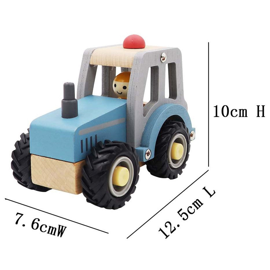 Kids Wooden Toy Vehicle - Blue Tractor