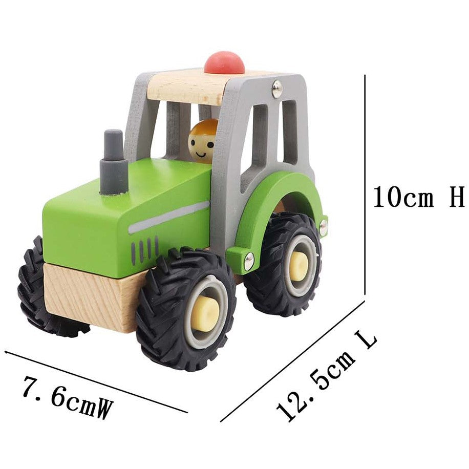 Kids Wooden Toy Vehicle - Green Tractor