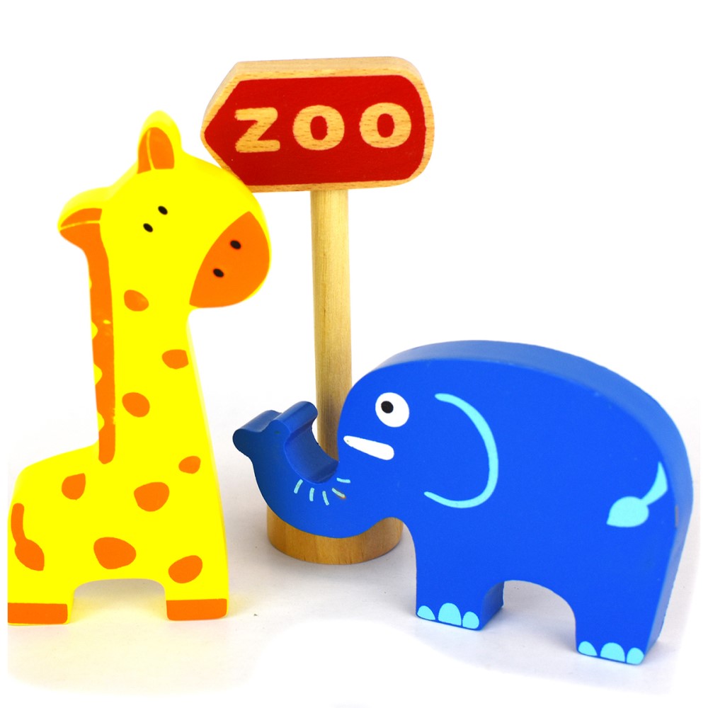 Kids Wooden Zoo Jigsaw Playset In Tin Case