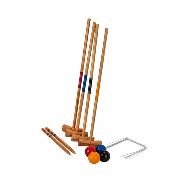 Kid's Wooden Outdoor Mini Croquet Set w/ 4 Mallets