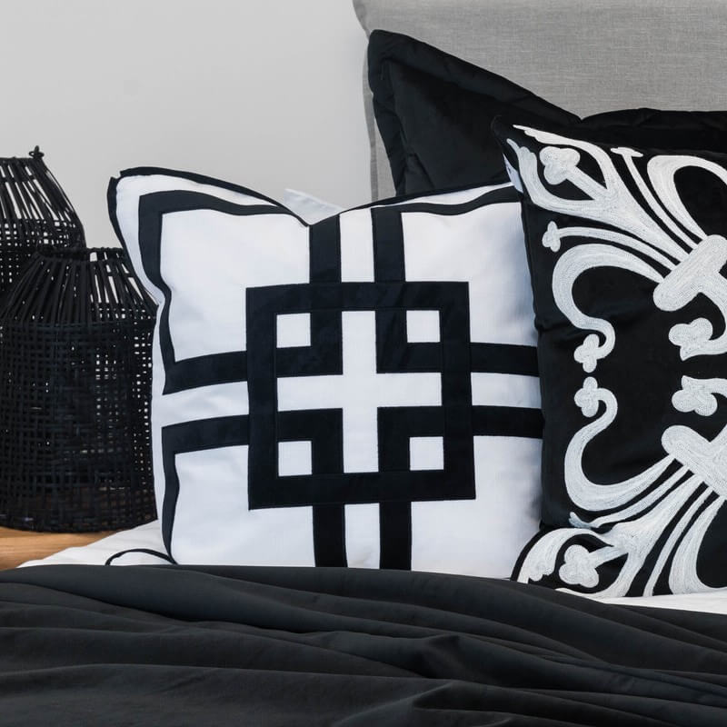 Kirribilli Cotton 50x50cm Square Cushion Cover - Black