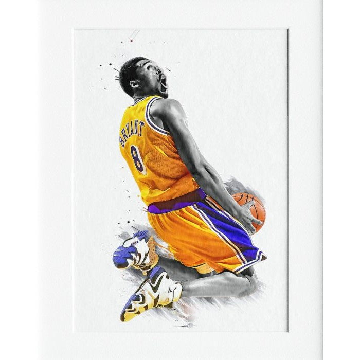 Kobe Yellow Dunk Mounted Print Wall Decor - 40x50cms