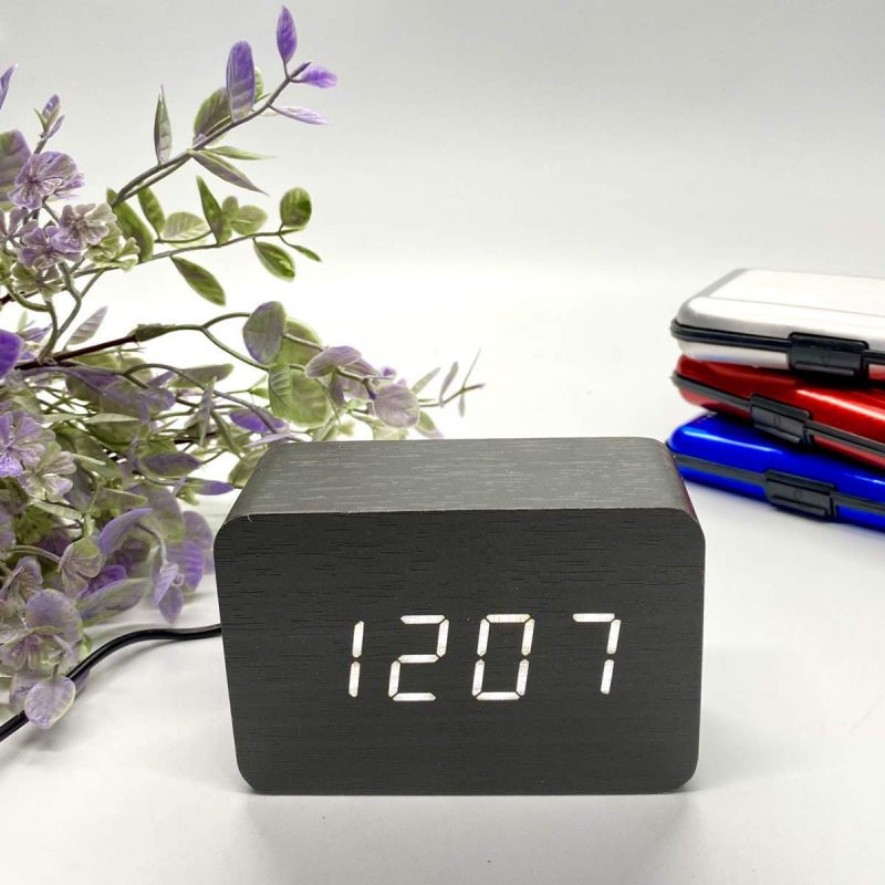 LED Wood Cuboid Table Clock - Available in 2 Colors