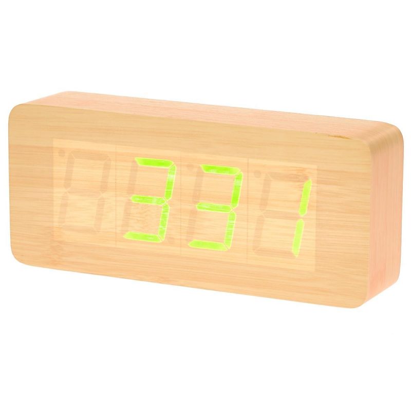 LED Wood Large Cuboid Table Clock - Available in 4 Colors