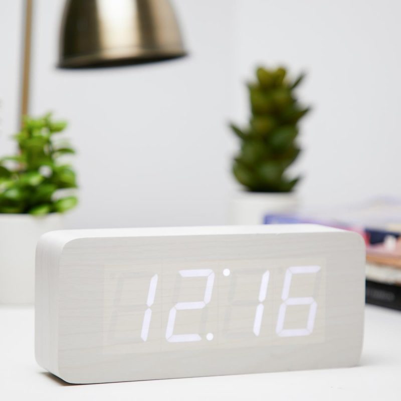 LED Wood Large Cuboid Table Clock - Available in 4 Colors