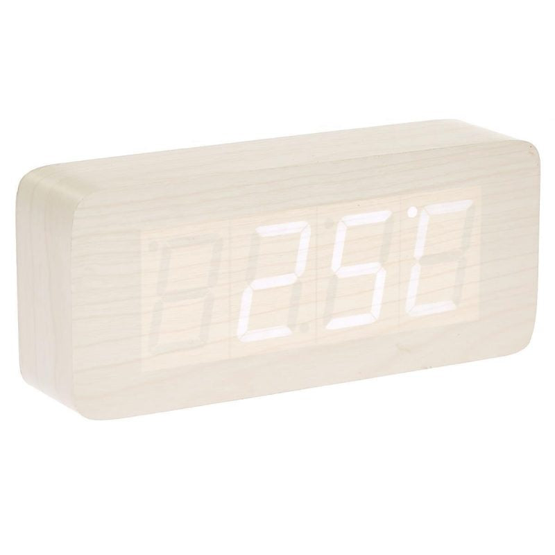 LED Wood Large Cuboid Table Clock - Available in 4 Colors