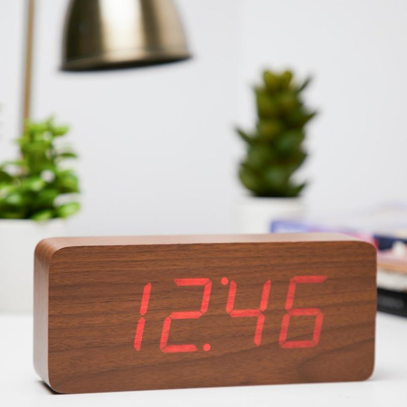 LED Wood Large Cuboid Table Clock - Available in 4 Colors