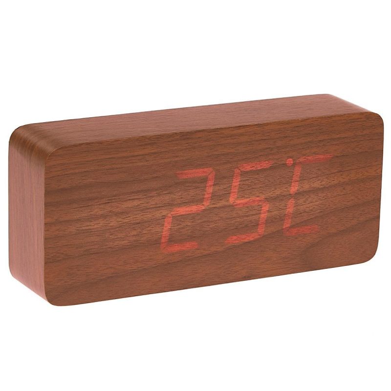 LED Wood Large Cuboid Table Clock - Available in 4 Colors