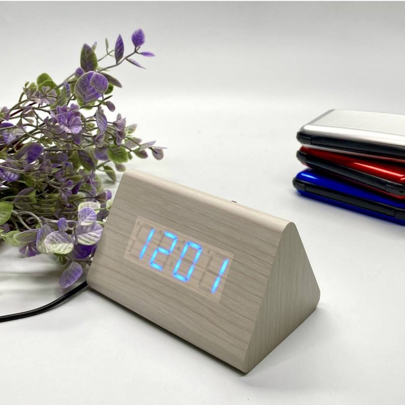 LED Wood Tri Bar Table Clock - Available in 3 Colors