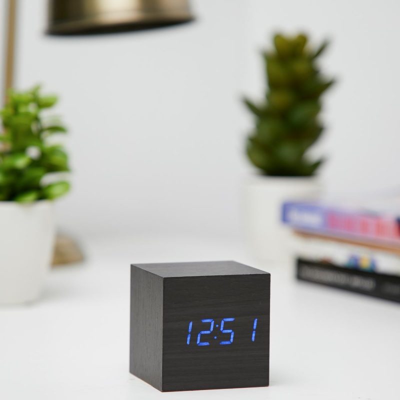 LED Wooden Cube Table Clock - Available in 4 Colors