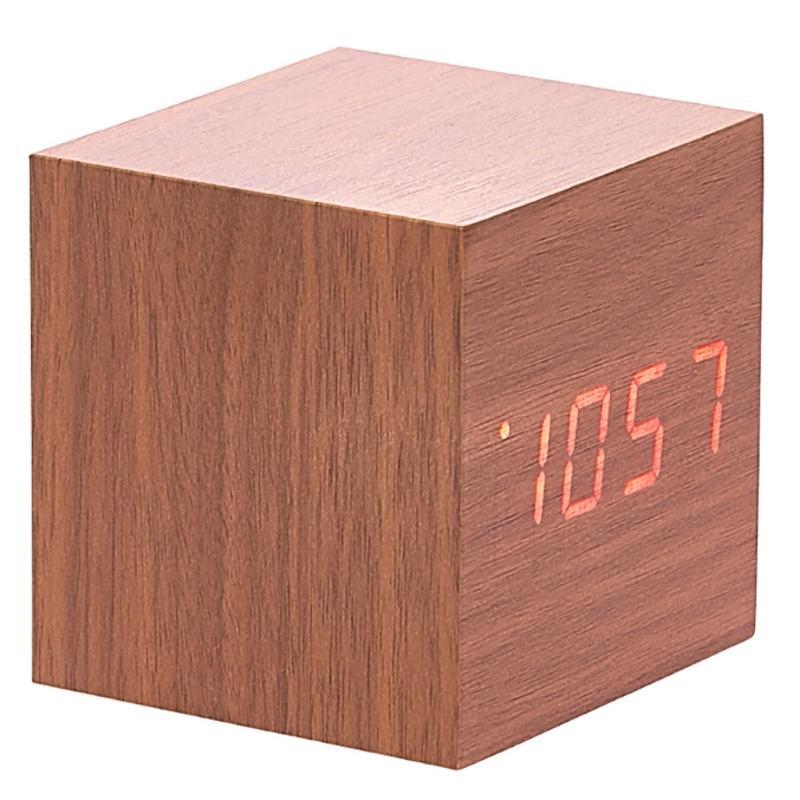 LED Wooden Cube Table Clock - Available in 4 Colors