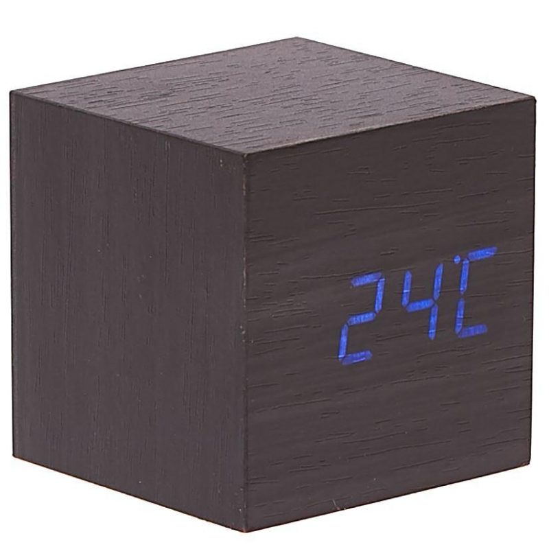 LED Wooden Cube Table Clock - Available in 4 Colors