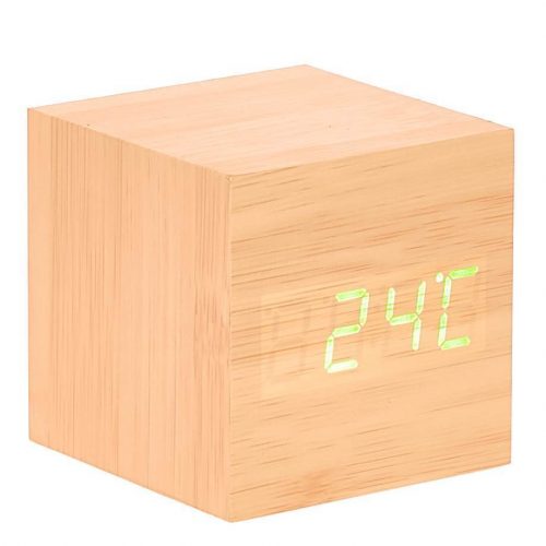 LED Wooden Cube Table Clock - Available in 4 Colors