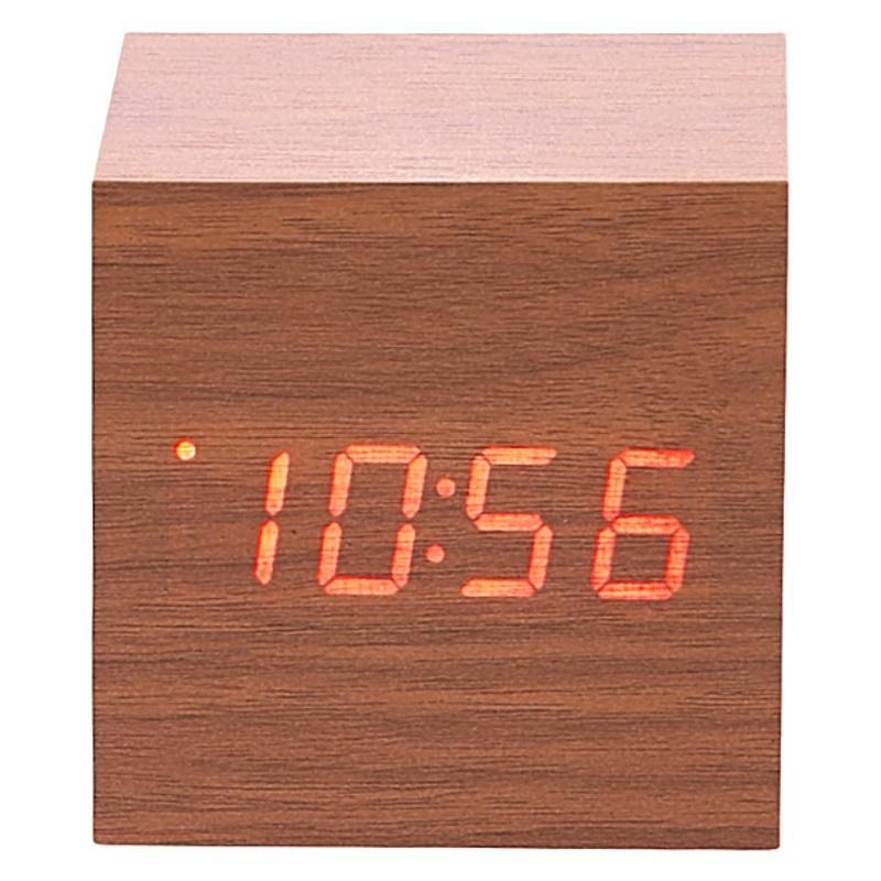 LED Wooden Cube Table Clock - Available in 4 Colors