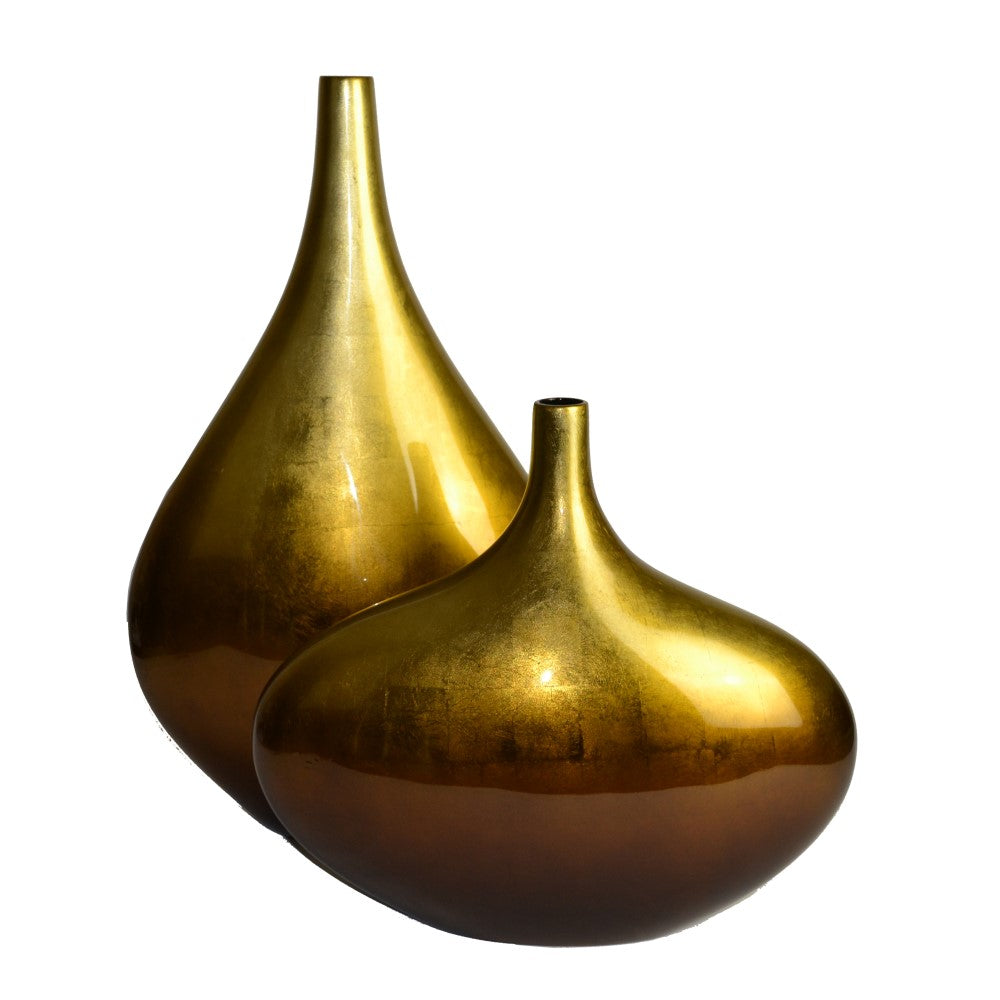 Lacquer Abyssal Allure Metallic Finish Vase - Honey Brown (Available in 2 Styles)