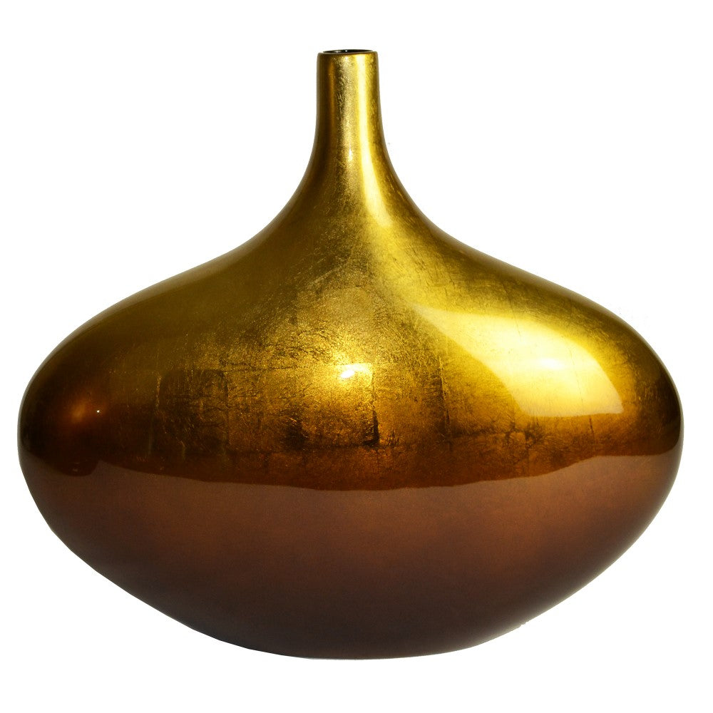 Lacquer Abyssal Allure Metallic Finish Vase - Honey Brown (Available in 2 Styles)