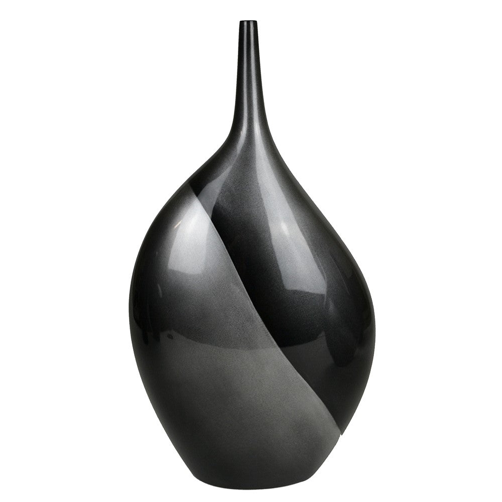 Lacquer Aura Abstract Style Unique Vase - Black & Silver