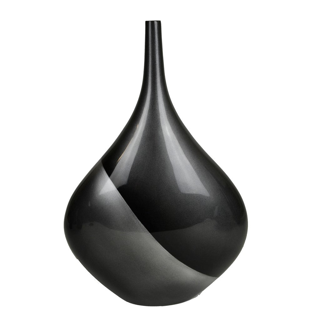 Lacquer Aura Medium Style Unique Vase - Black & Silver