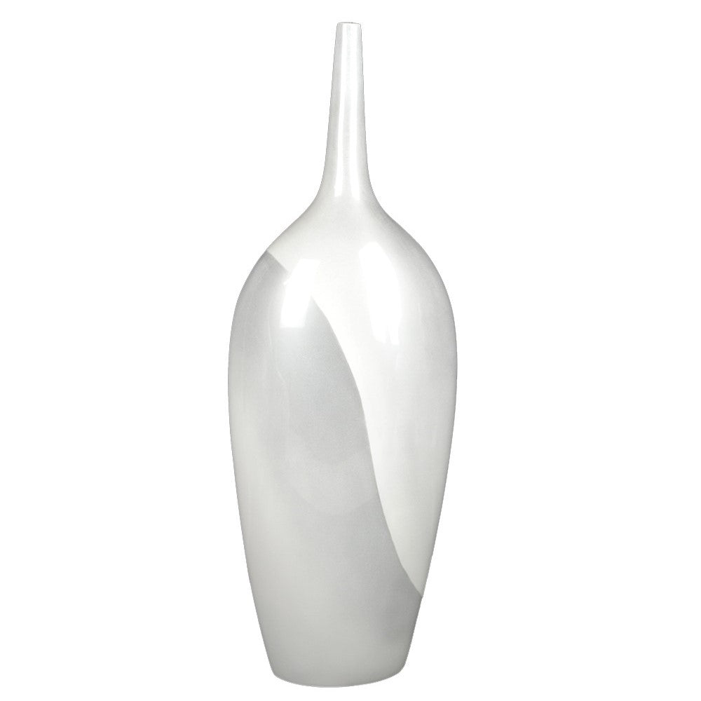 Lacquer Aura Tall Style Unique Vase - White & Silver