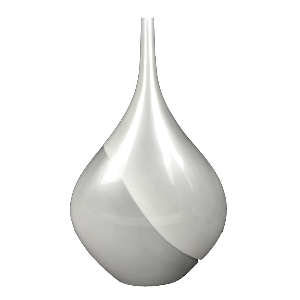 Lacquer Aura Medium Style Unique Vase - White & Silver