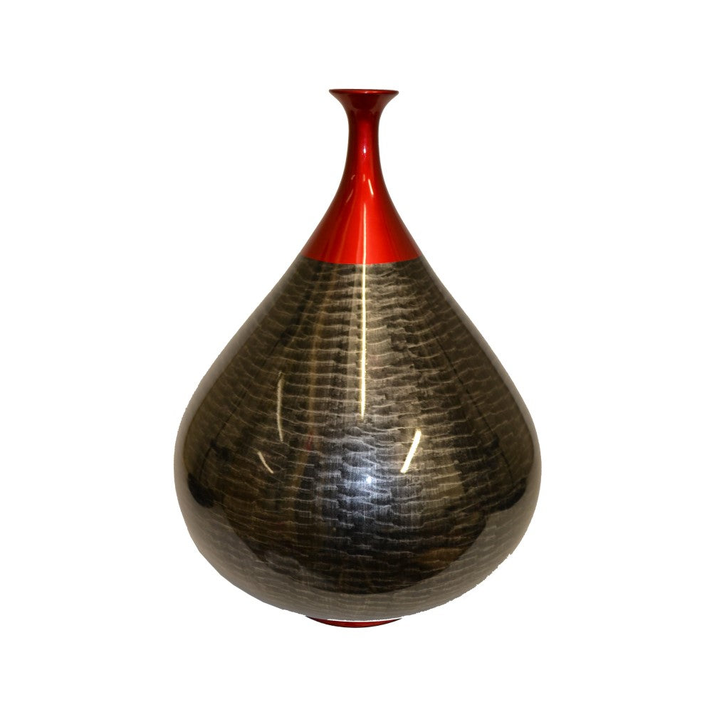 Lacquer Beach Sand Patterned Vase - Black & Red (Available in 3 Sizes)