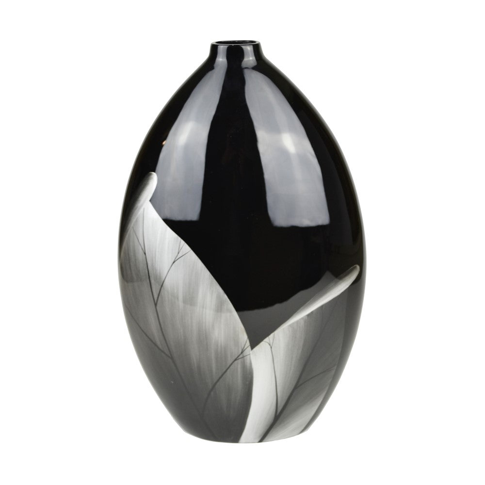 Lacquer Ethereal Oval Leafy Style Vase (Available in 2 Colors)