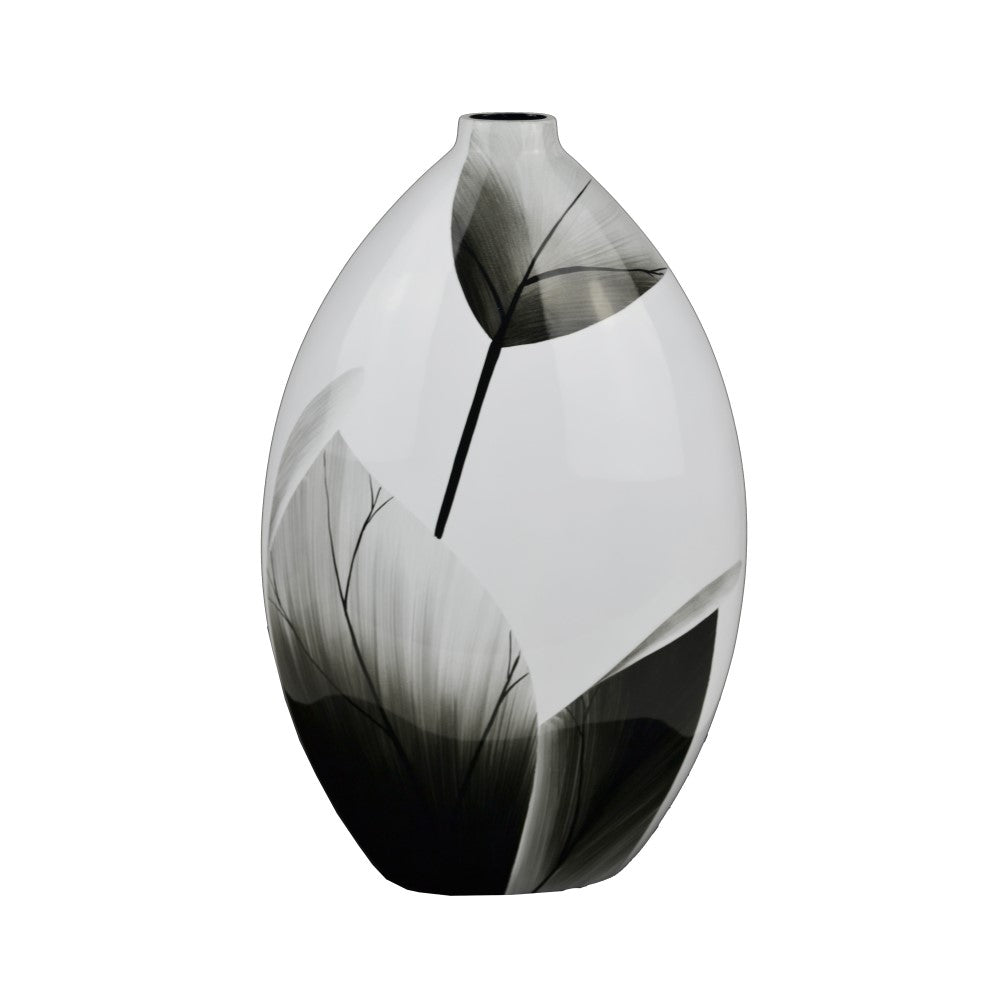 Lacquer Ethereal Oval Leafy Style Vase (Available in 2 Colors)