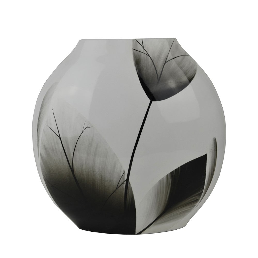 Lacquer Ethereal Round Leafy Style Vase (Available in 2 Colors)