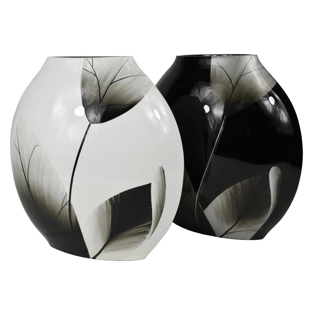 Lacquer Ethereal Round Leafy Style Vase (Available in 2 Colors)