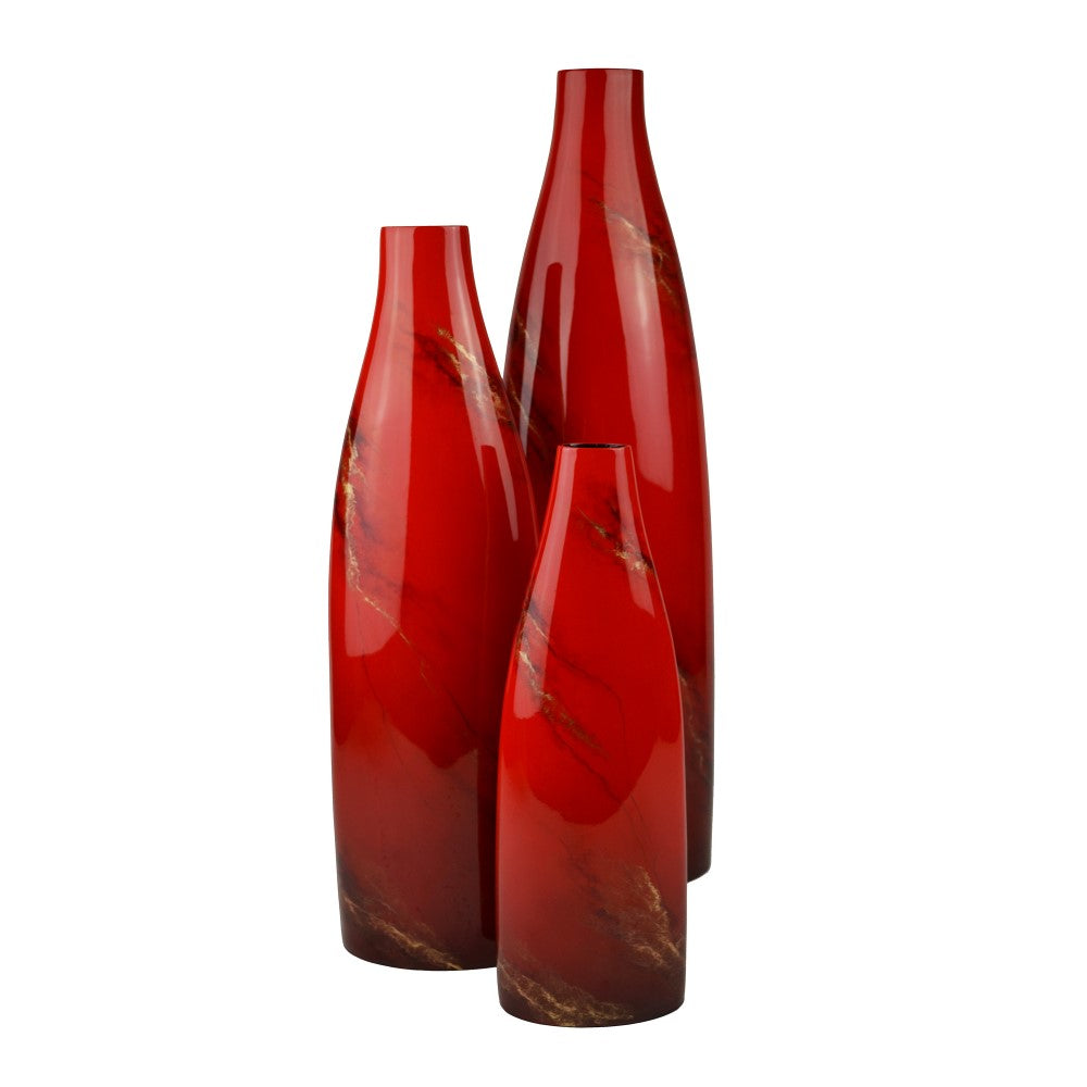 Lacquer Gleaming Geisha Unique Vase - Red & Gold (Available in 3 Sizes)