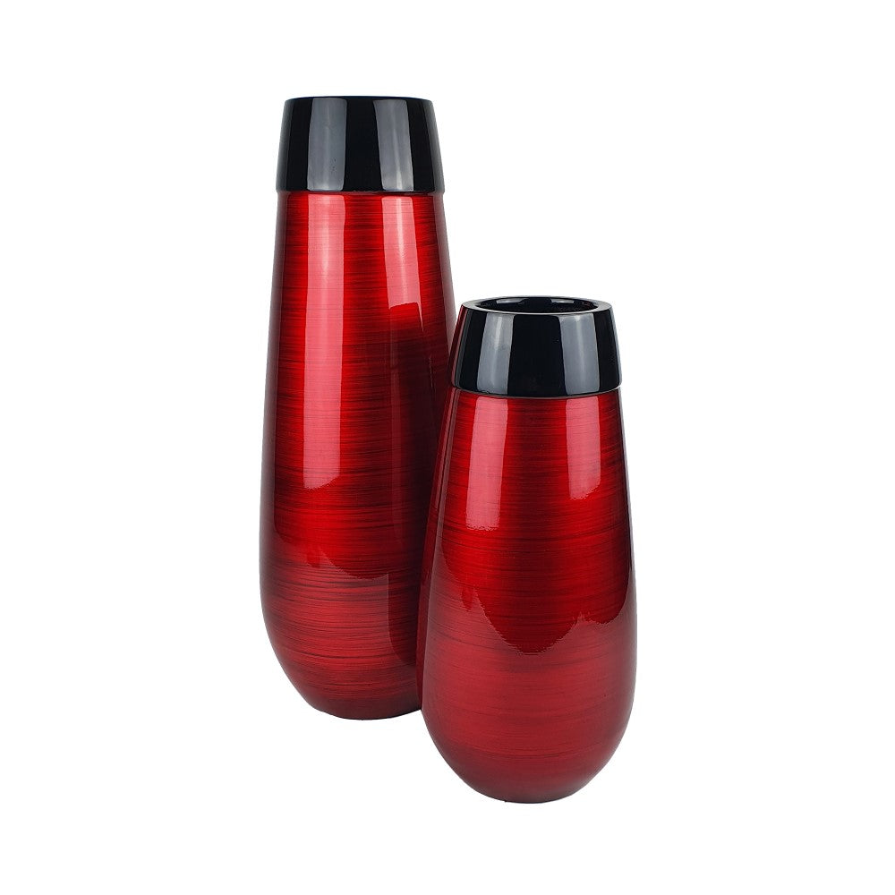 Lacquer Glossy Cylinder Style Vase - Red (Available in 2 Sizes)