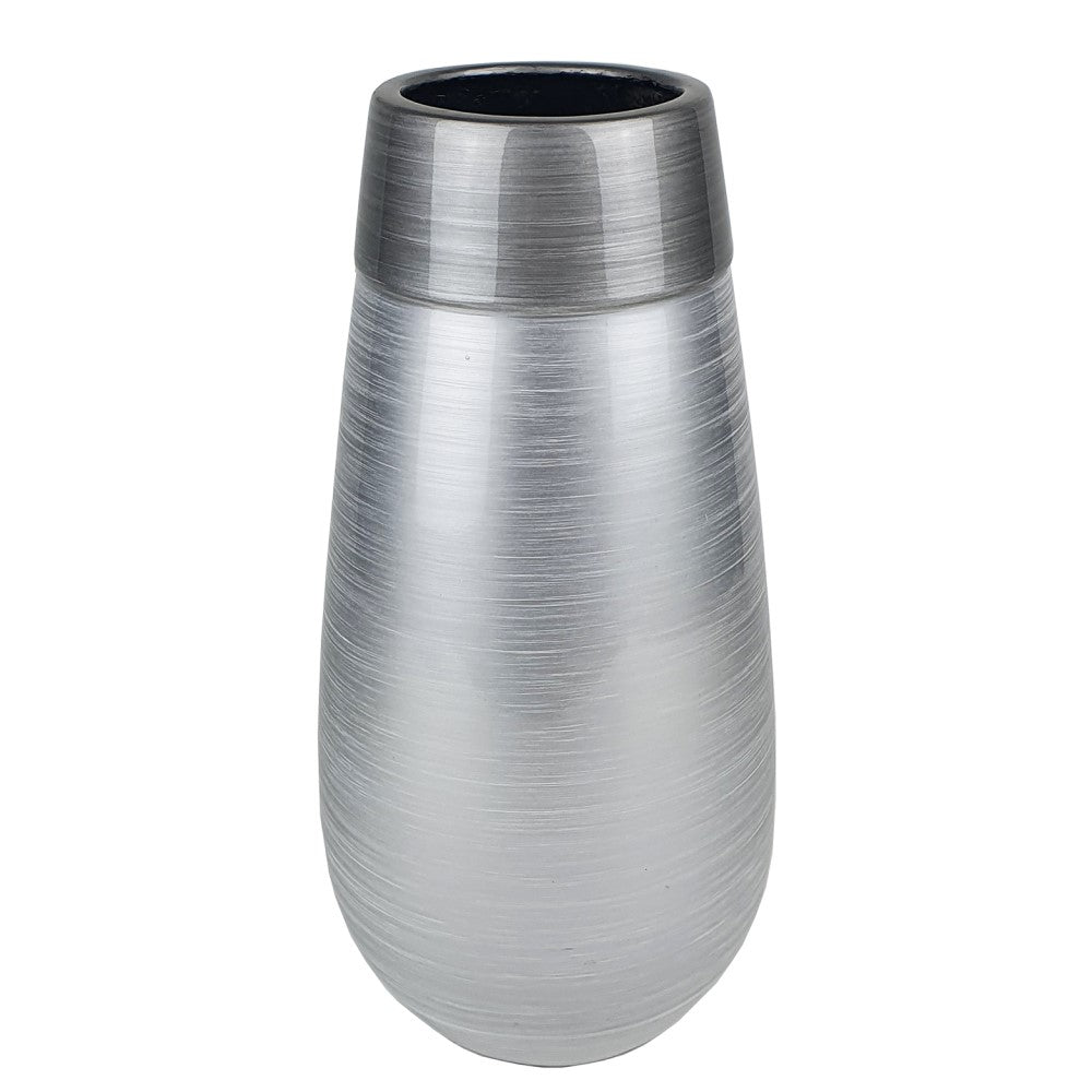 Lacquer Glossy Cylinder Style Vase - Silver