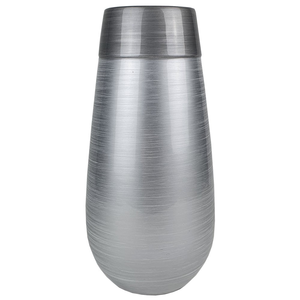 Lacquer Glossy Cylinder Style Vase - Silver